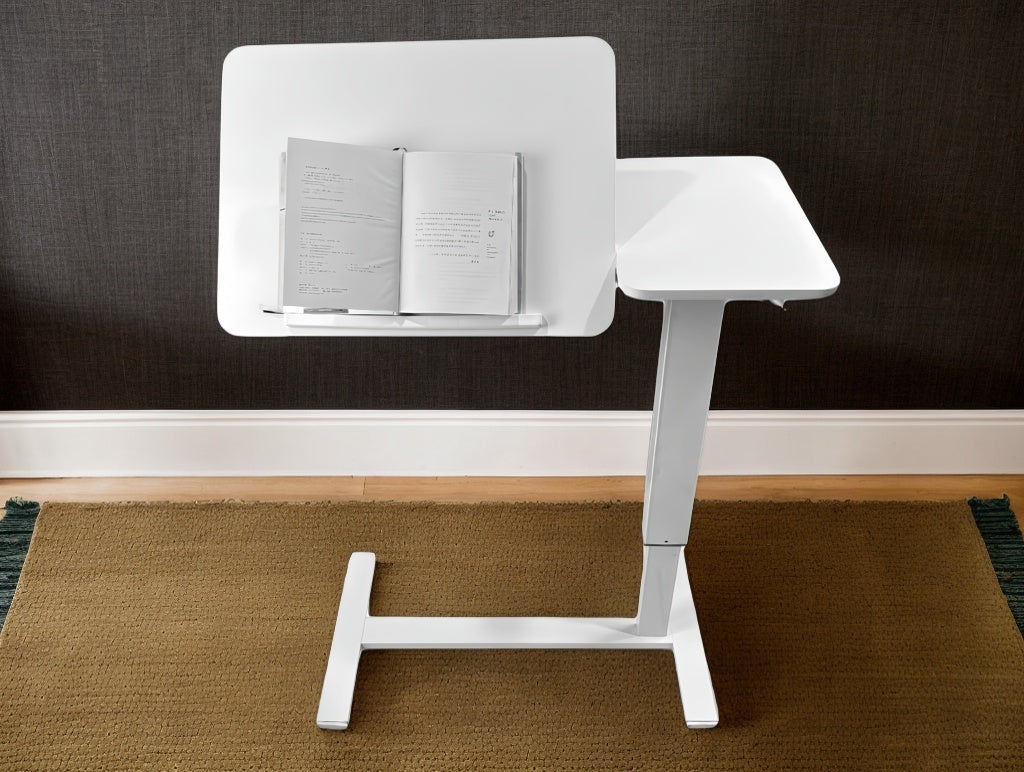 Overbed Bedside Desk Mobile Rolling Laptop Stand Tilting Overbed Table with Wheels Height Adjustable Tray Table for Laptop Bed Sofa Side Table ,Bedside Table(WHITE),Gift for Mother's day