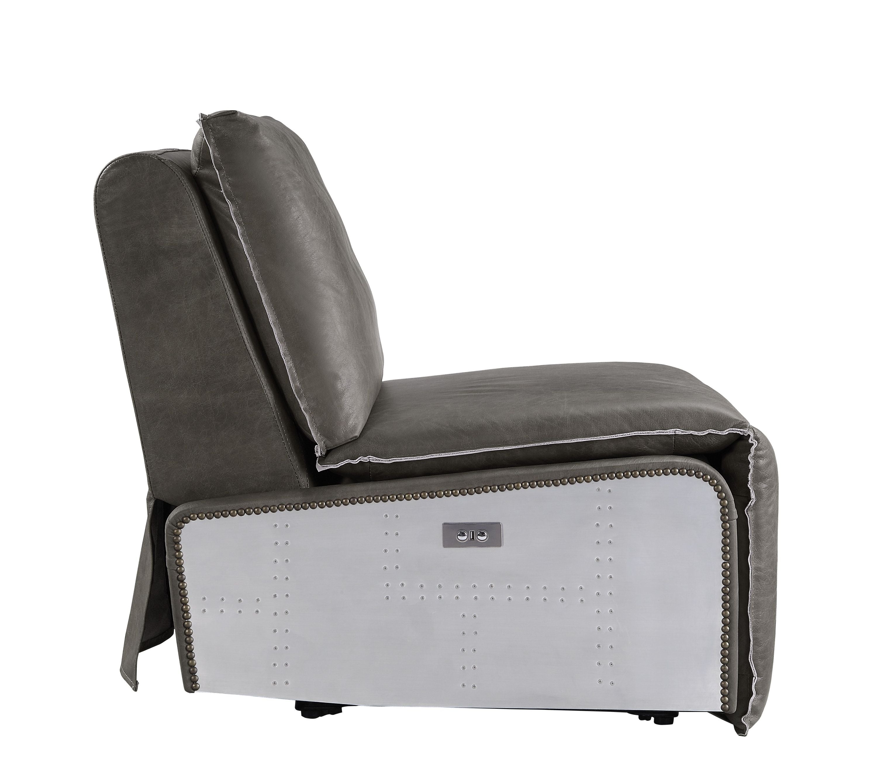Metier Gray Top Grain Leather & Aluminum Power Motion Recliner