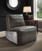 Metier Gray Top Grain Leather & Aluminum Power Motion Recliner