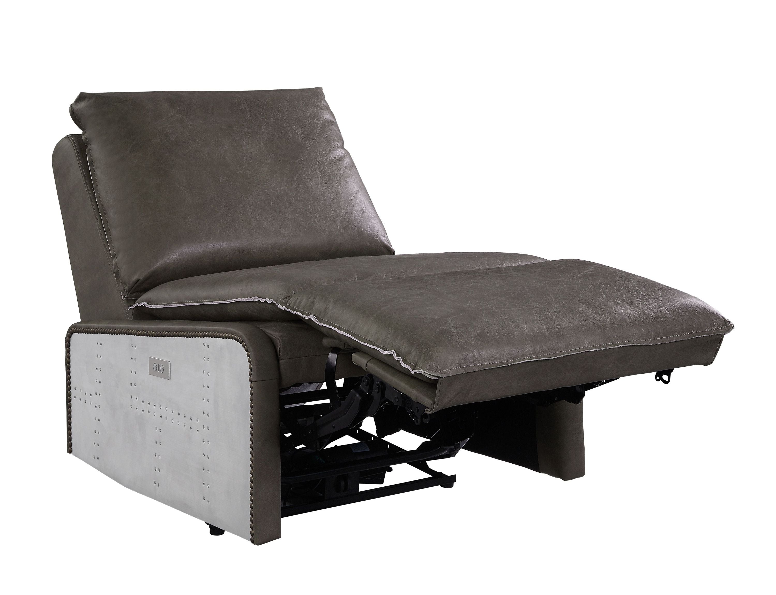 Metier Gray Top Grain Leather & Aluminum Power Motion Recliner