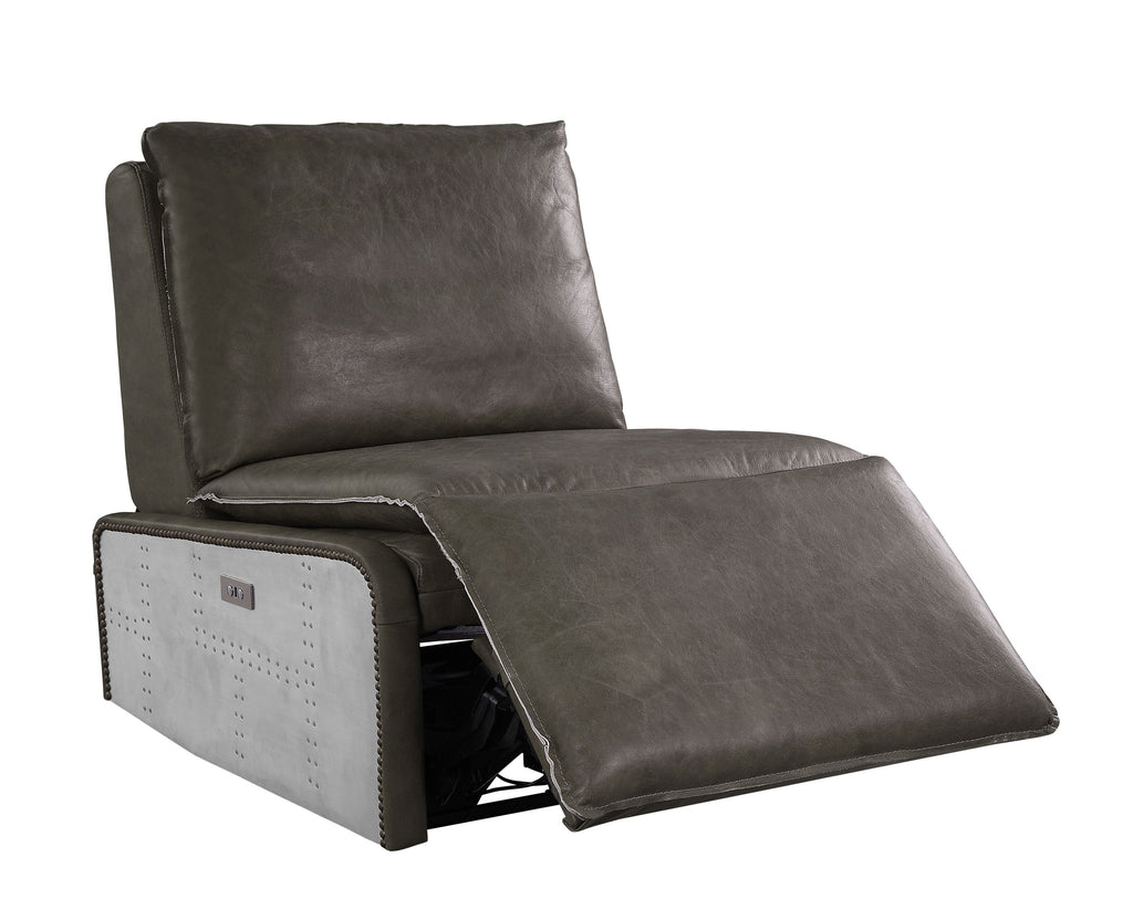 Metier Gray Top Grain Leather & Aluminum Power Motion Recliner