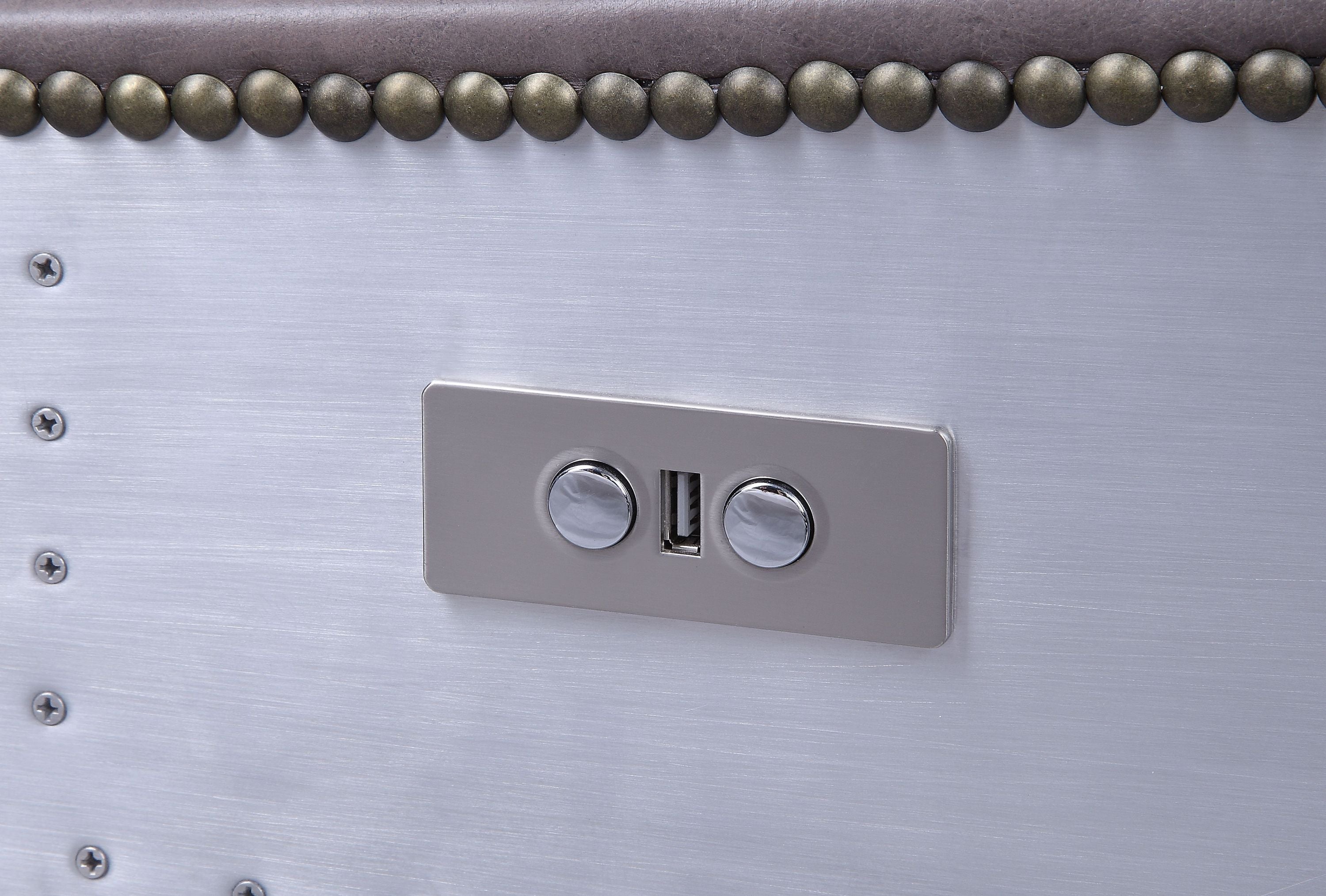 Metier Gray Top Grain Leather & Aluminum Power Motion Recliner