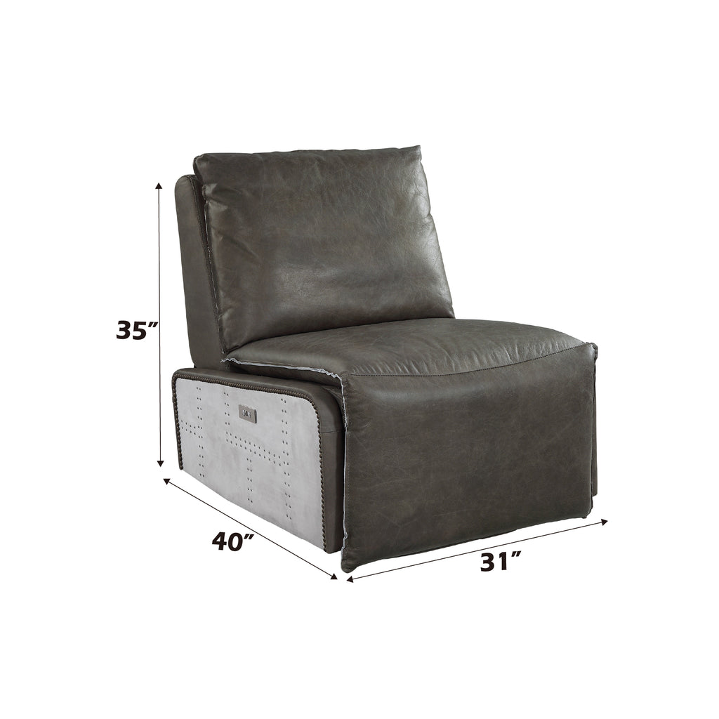 Metier Gray Top Grain Leather & Aluminum Power Motion Recliner