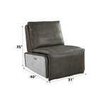 Metier Gray Top Grain Leather & Aluminum Power Motion Recliner