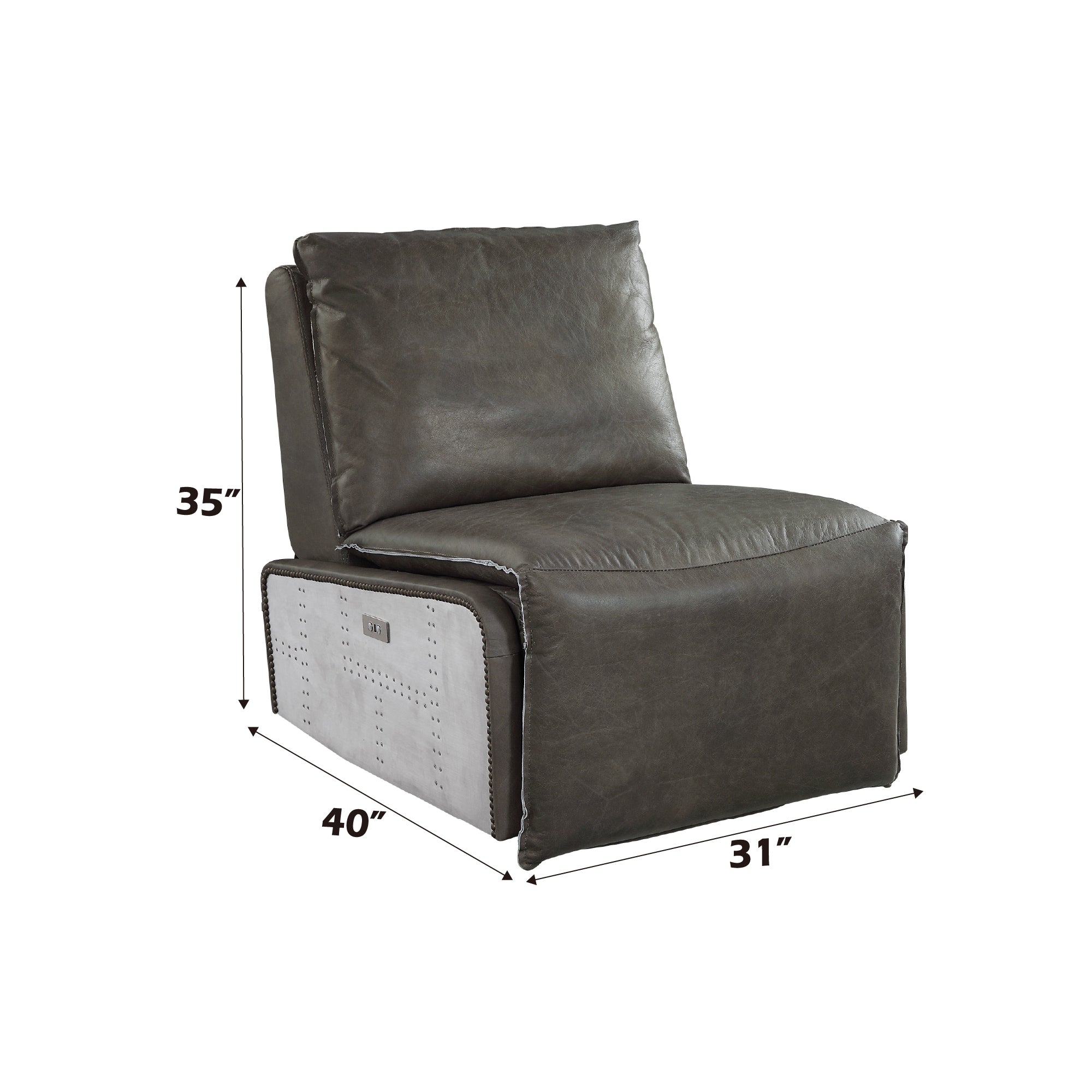 Metier Gray Top Grain Leather & Aluminum Power Motion Recliner