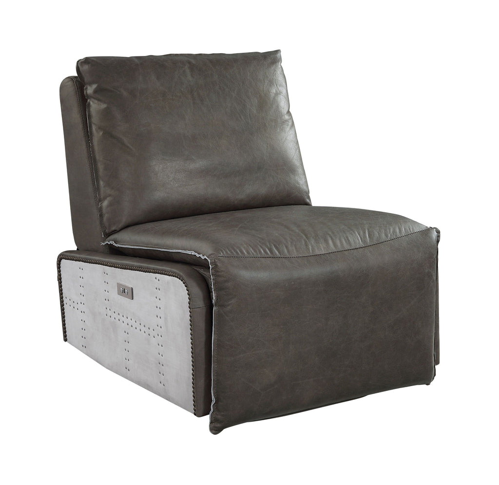 Metier Gray Top Grain Leather & Aluminum Power Motion Recliner