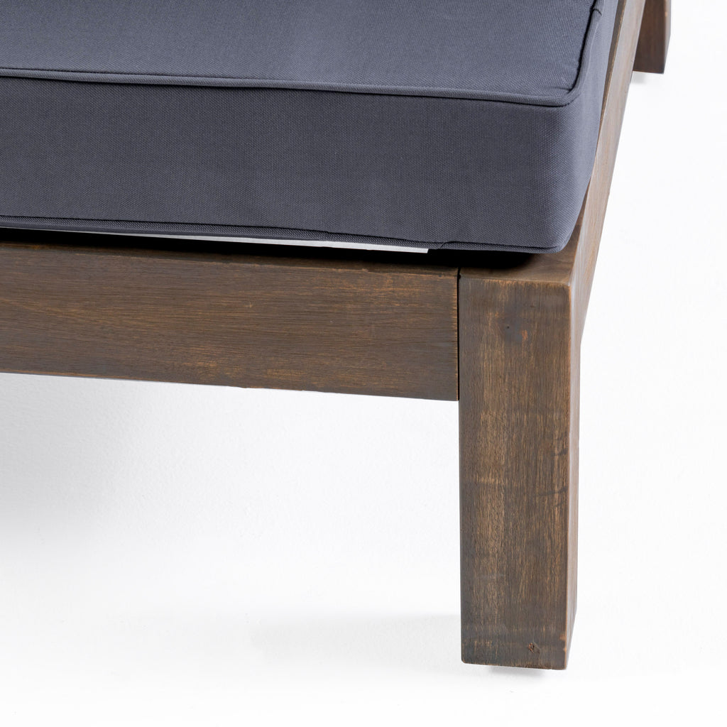 Outdoor Club Chair, Acacia Wood Patio Chair with Fabric Cushion for Backyard, Poolside, Garden or Porch, Grey