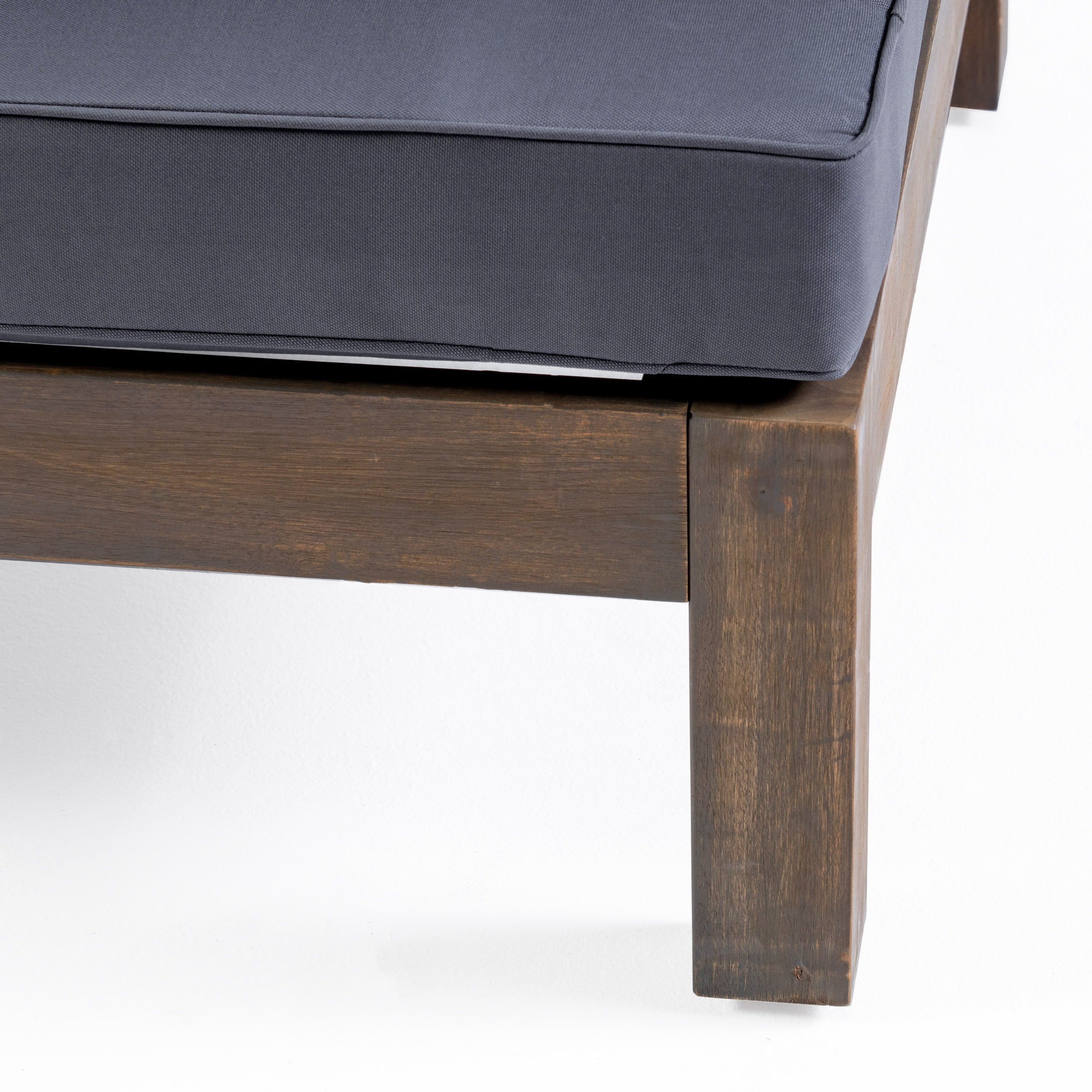 Outdoor Club Chair, Acacia Wood Patio Chair with Fabric Cushion for Backyard, Poolside, Garden or Porch, Grey