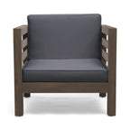 Outdoor Club Chair, Acacia Wood Patio Chair with Fabric Cushion for Backyard, Poolside, Garden or Porch, Grey