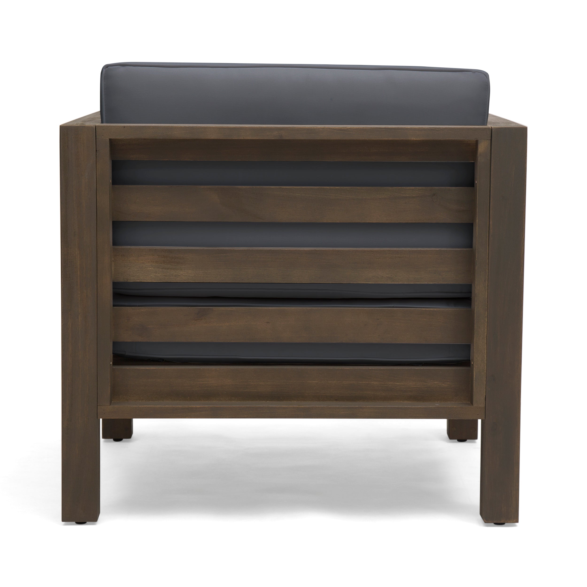 Outdoor Club Chair, Acacia Wood Patio Chair with Fabric Cushion for Backyard, Poolside, Garden or Porch, Grey