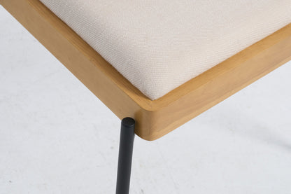 Mid-Century Dining Chairs Set of 2, Accent Linen Fabric Side Chairs with Rattan Backrest Metal Legs Kitchen Chairs for Dining Room Living Room