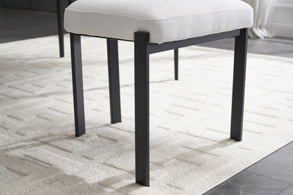 Modern Dining Room Chairs Set of 2, Mid-Century Upholstered Boucle Kitchen Dining Chairs with Black Metal Legs