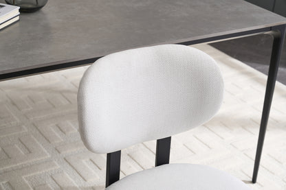 Modern Dining Room Chairs Set of 2, Mid-Century Upholstered Boucle Kitchen Dining Chairs with Black Metal Legs