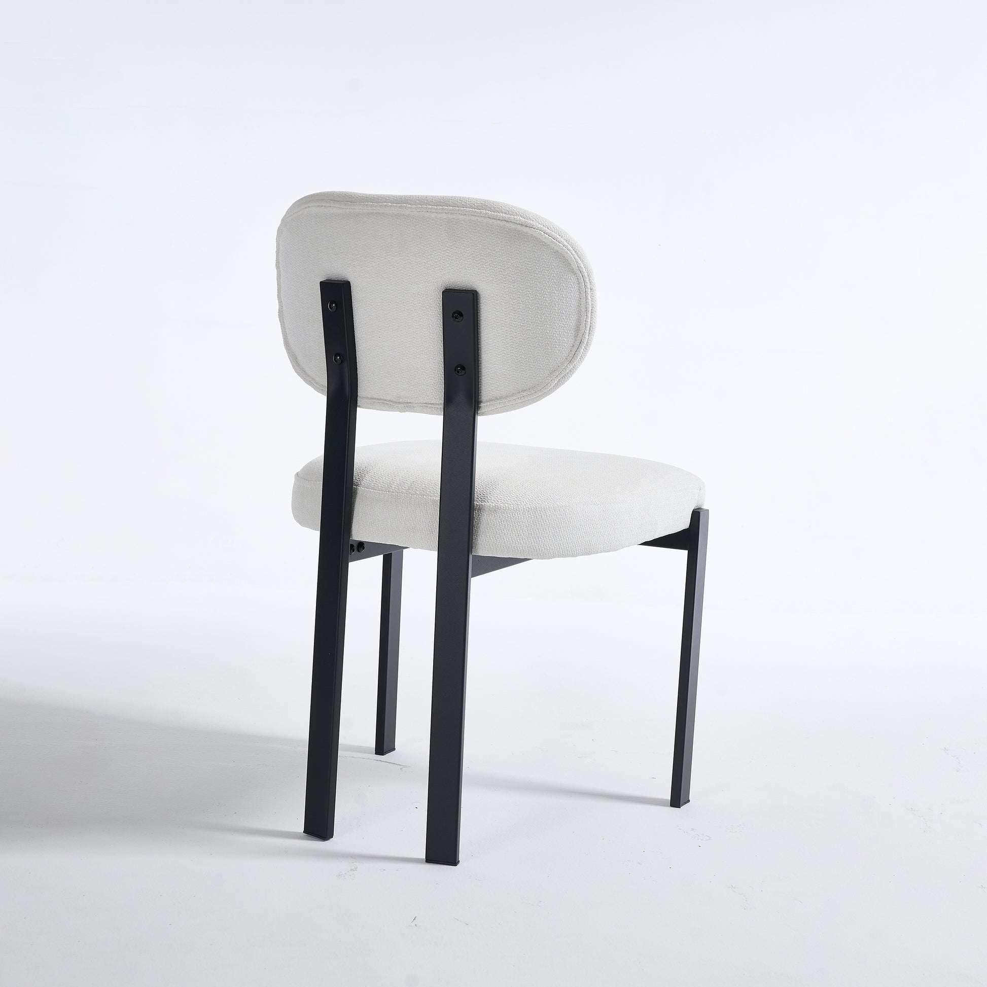 Modern Dining Room Chairs Set of 2, Mid-Century Upholstered Boucle Kitchen Dining Chairs with Black Metal Legs