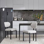 Modern Dining Room Chairs Set of 2, Mid-Century Upholstered Boucle Kitchen Dining Chairs with Black Metal Legs