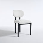 Modern Dining Room Chairs Set of 2, Mid-Century Upholstered Boucle Kitchen Dining Chairs with Black Metal Legs