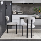 Modern Dining Room Chairs Set of 2, Mid-Century Upholstered Boucle Kitchen Dining Chairs with Black Metal Legs