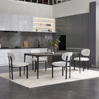 Modern Dining Room Chairs Set of 2, Mid-Century Upholstered Boucle Kitchen Dining Chairs with Black Metal Legs