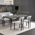 Modern Dining Room Chairs Set of 2, Mid-Century Upholstered Boucle Kitchen Dining Chairs with Black Metal Legs