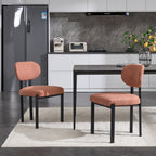 Modern Dining Room Chairs Set of 2, Mid-Century Upholstered Boucle Kitchen Dining Chairs with Black Metal Legs