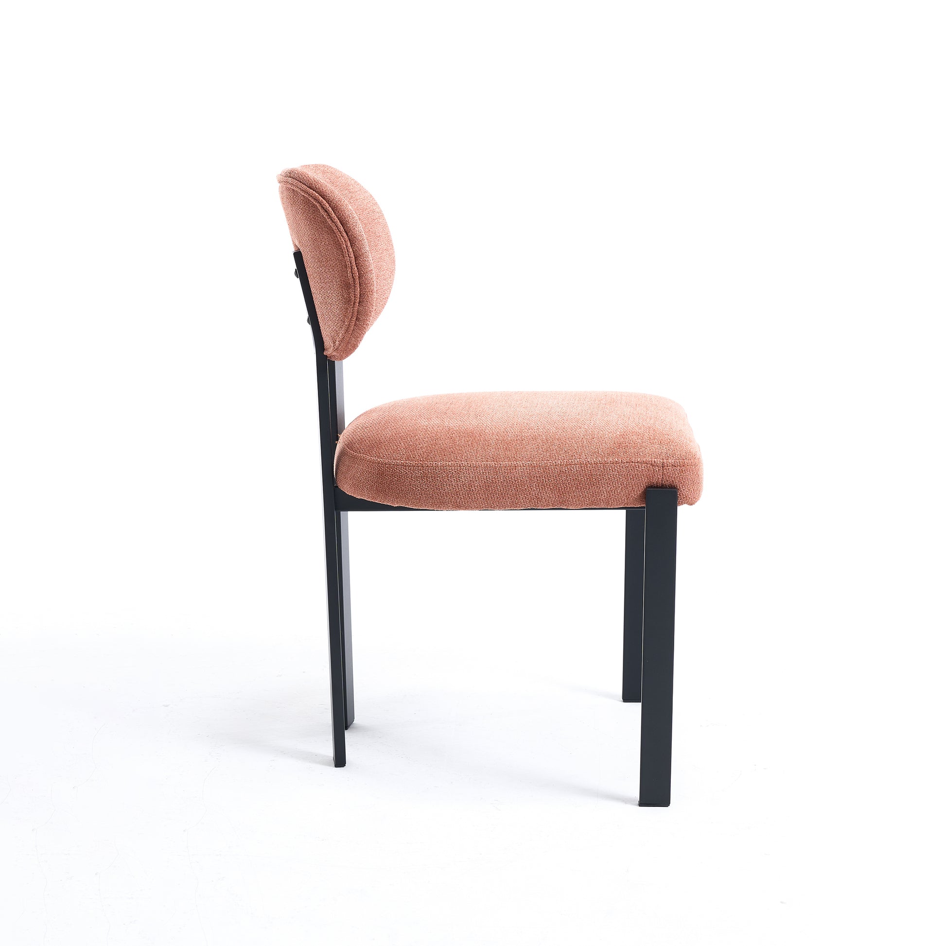 Modern Dining Room Chairs Set of 2, Mid-Century Upholstered Boucle Kitchen Dining Chairs with Black Metal Legs