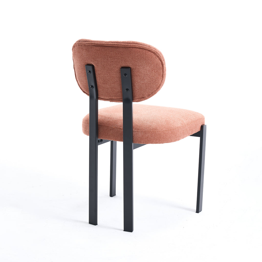 Modern Dining Room Chairs Set of 2, Mid-Century Upholstered Boucle Kitchen Dining Chairs with Black Metal Legs