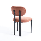 Modern Dining Room Chairs Set of 2, Mid-Century Upholstered Boucle Kitchen Dining Chairs with Black Metal Legs