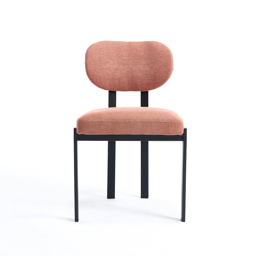 Modern Dining Room Chairs Set of 2, Mid-Century Upholstered Boucle Kitchen Dining Chairs with Black Metal Legs