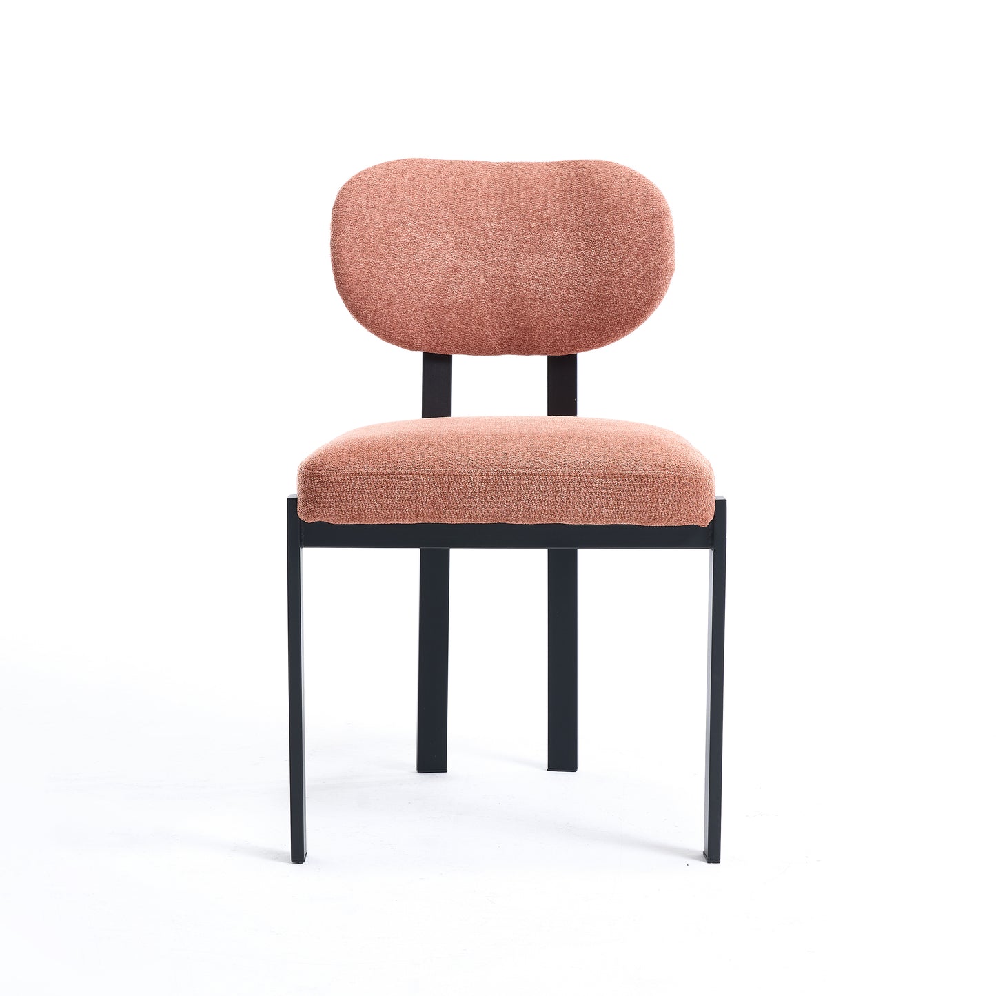 Modern Dining Room Chairs Set of 2, Mid-Century Upholstered Boucle Kitchen Dining Chairs with Black Metal Legs