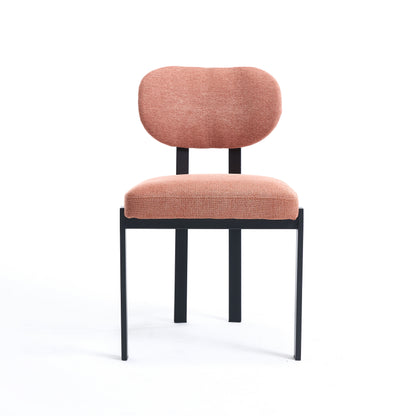 Modern Dining Room Chairs Set of 2, Mid-Century Upholstered Boucle Kitchen Dining Chairs with Black Metal Legs