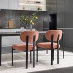Modern Dining Room Chairs Set of 2, Mid-Century Upholstered Boucle Kitchen Dining Chairs with Black Metal Legs