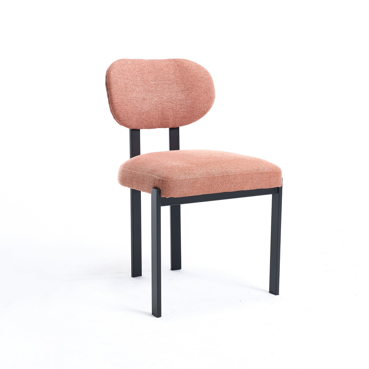 Modern Dining Room Chairs Set of 2, Mid-Century Upholstered Boucle Kitchen Dining Chairs with Black Metal Legs