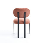 Modern Dining Room Chairs Set of 2, Mid-Century Upholstered Boucle Kitchen Dining Chairs with Black Metal Legs