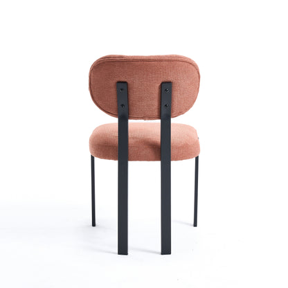 Modern Dining Room Chairs Set of 2, Mid-Century Upholstered Boucle Kitchen Dining Chairs with Black Metal Legs