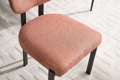 Modern Dining Room Chairs Set of 2, Mid-Century Upholstered Boucle Kitchen Dining Chairs with Black Metal Legs