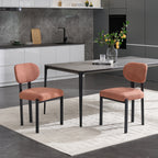 Modern Dining Room Chairs Set of 2, Mid-Century Upholstered Boucle Kitchen Dining Chairs with Black Metal Legs