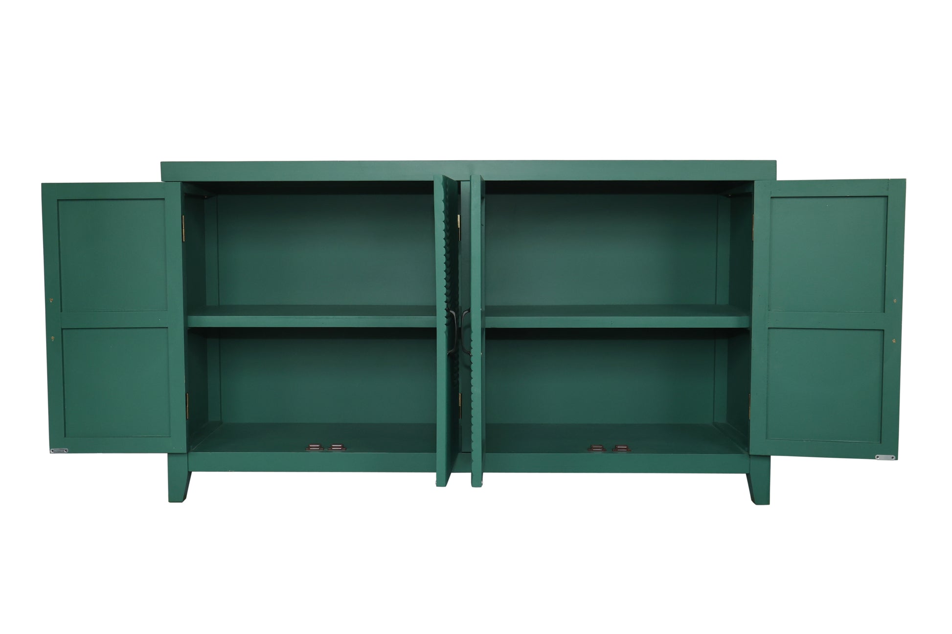 59'Green Accent Cabinet with 4 Doors, Mid Century Modern Pantry Cabinet, Wood Buffet Cabinet, Media Cabinet, Console Cabinet, Cabinet for Entryway, Living Room, Bedroom, Dining Room