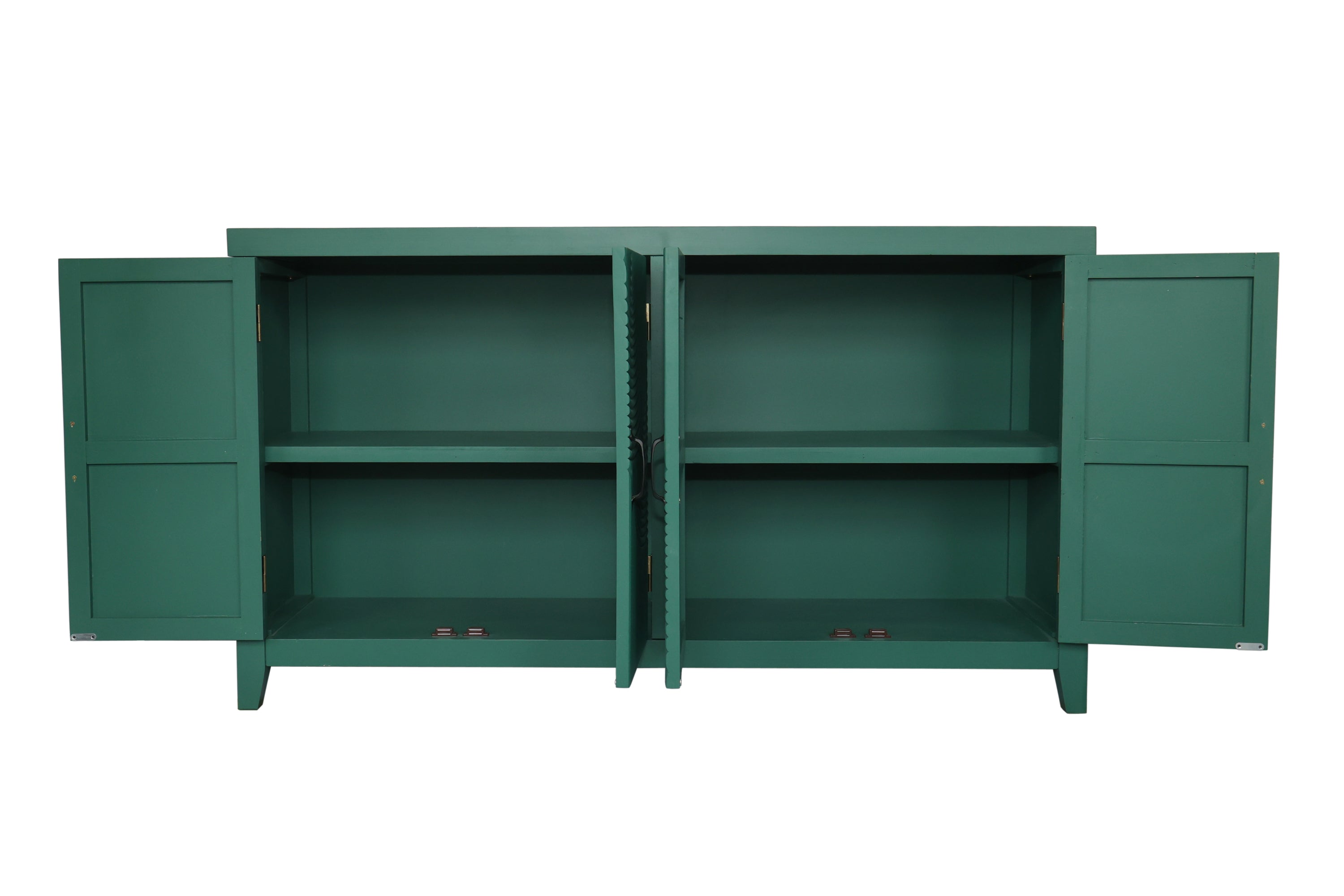 59'Green Accent Cabinet with 4 Doors, Mid Century Modern Pantry Cabinet, Wood Buffet Cabinet, Media Cabinet, Console Cabinet, Cabinet for Entryway, Living Room, Bedroom, Dining Room