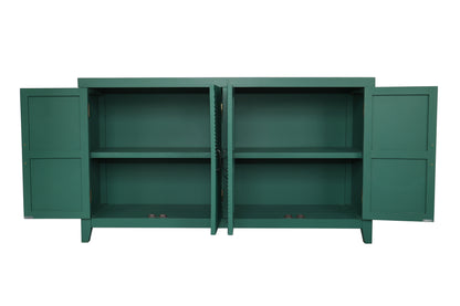 59'Green Accent Cabinet with 4 Doors, Mid Century Modern Pantry Cabinet, Wood Buffet Cabinet, Media Cabinet, Console Cabinet, Cabinet for Entryway, Living Room, Bedroom, Dining Room