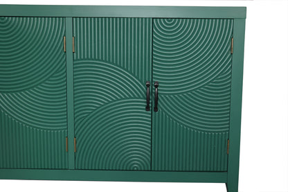 59'Green Accent Cabinet with 4 Doors, Mid Century Modern Pantry Cabinet, Wood Buffet Cabinet, Media Cabinet, Console Cabinet, Cabinet for Entryway, Living Room, Bedroom, Dining Room