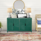 59'Green Accent Cabinet with 4 Doors, Mid Century Modern Pantry Cabinet, Wood Buffet Cabinet, Media Cabinet, Console Cabinet, Cabinet for Entryway, Living Room, Bedroom, Dining Room
