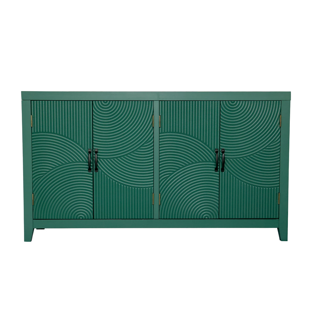 59'Green Accent Cabinet with 4 Doors, Mid Century Modern Pantry Cabinet, Wood Buffet Cabinet, Media Cabinet, Console Cabinet, Cabinet for Entryway, Living Room, Bedroom, Dining Room