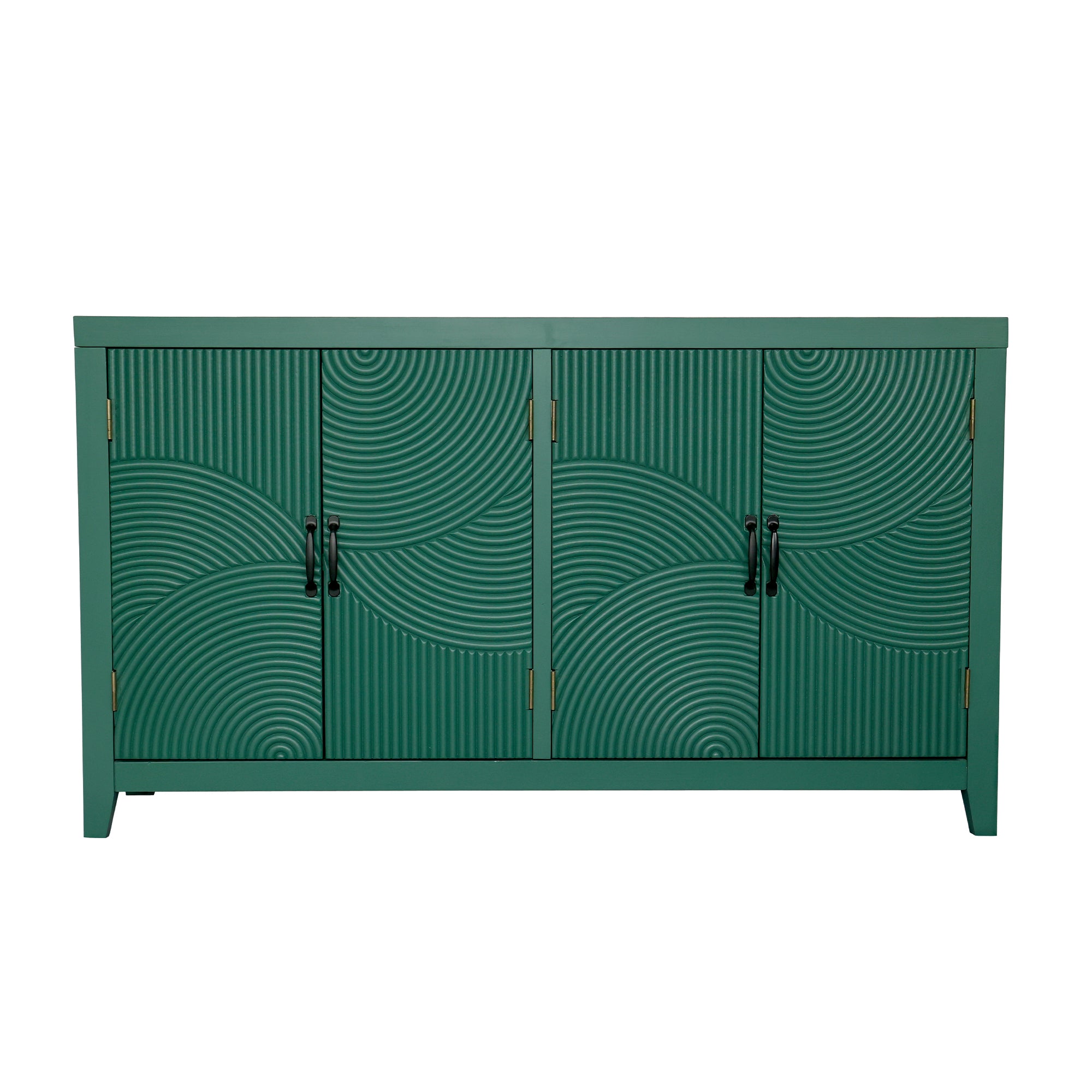 59'Green Accent Cabinet with 4 Doors, Mid Century Modern Pantry Cabinet, Wood Buffet Cabinet, Media Cabinet, Console Cabinet, Cabinet for Entryway, Living Room, Bedroom, Dining Room