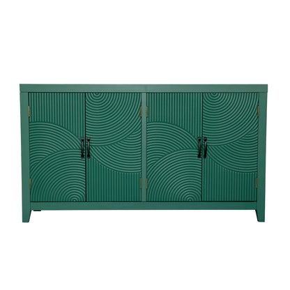 59'Green Accent Cabinet with 4 Doors, Mid Century Modern Pantry Cabinet, Wood Buffet Cabinet, Media Cabinet, Console Cabinet, Cabinet for Entryway, Living Room, Bedroom, Dining Room