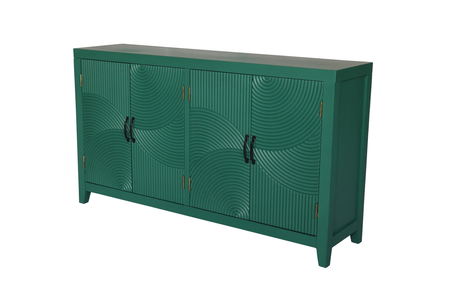 59'Green Accent Cabinet with 4 Doors, Mid Century Modern Pantry Cabinet, Wood Buffet Cabinet, Media Cabinet, Console Cabinet, Cabinet for Entryway, Living Room, Bedroom, Dining Room