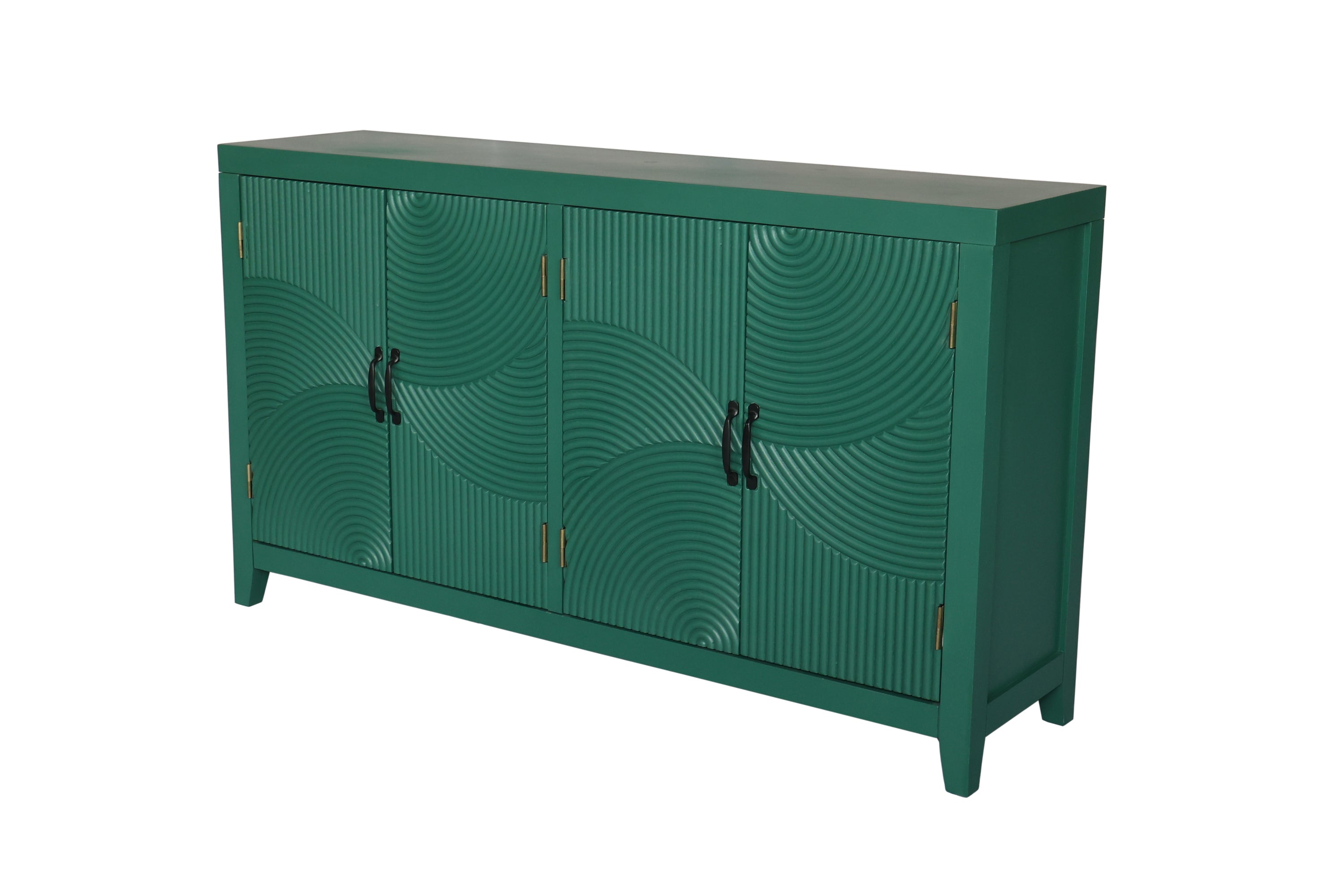 59'Green Accent Cabinet with 4 Doors, Mid Century Modern Pantry Cabinet, Wood Buffet Cabinet, Media Cabinet, Console Cabinet, Cabinet for Entryway, Living Room, Bedroom, Dining Room