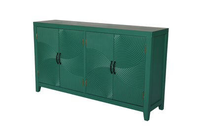 59'Green Accent Cabinet with 4 Doors, Mid Century Modern Pantry Cabinet, Wood Buffet Cabinet, Media Cabinet, Console Cabinet, Cabinet for Entryway, Living Room, Bedroom, Dining Room