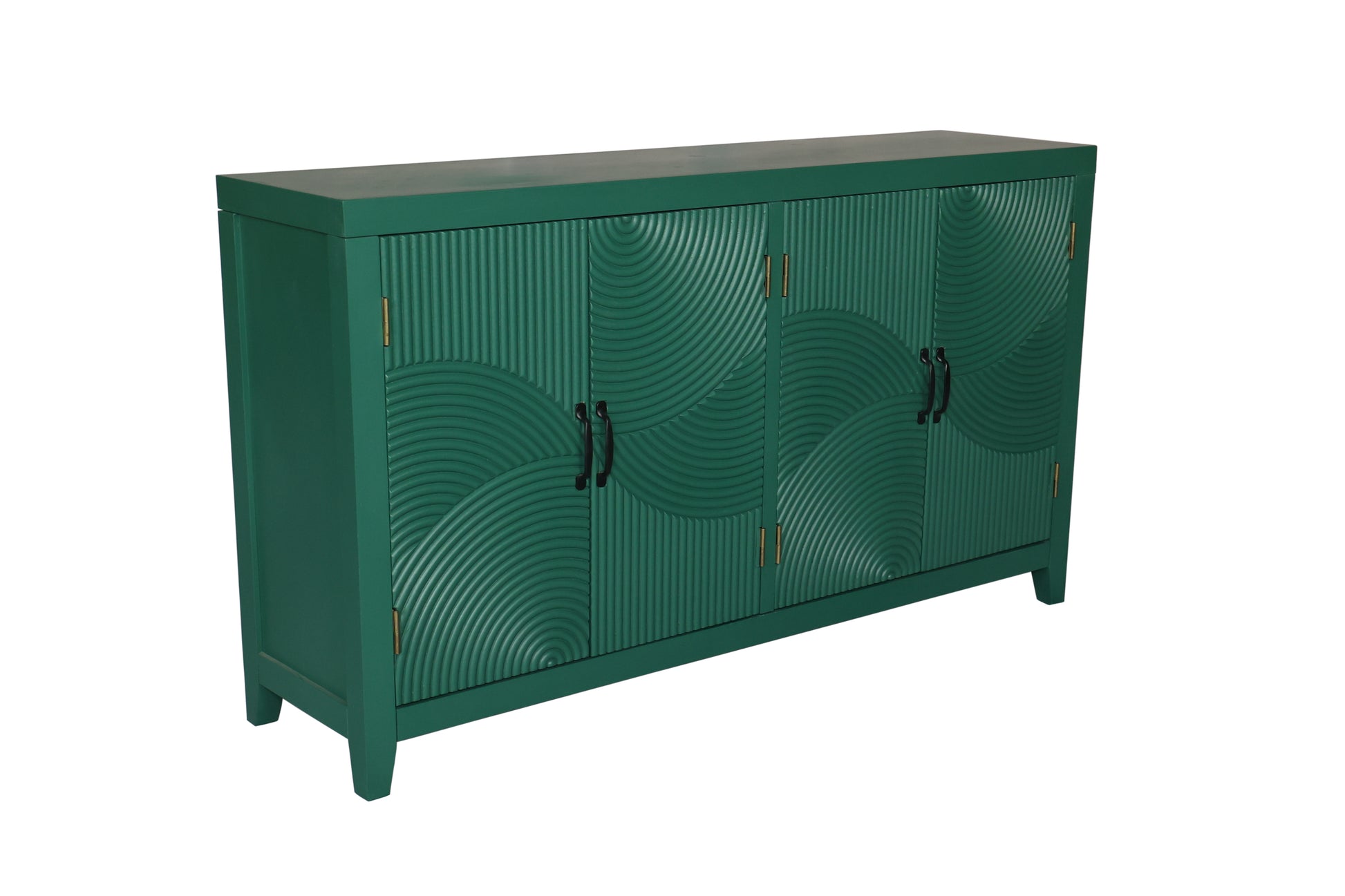 59'Green Accent Cabinet with 4 Doors, Mid Century Modern Pantry Cabinet, Wood Buffet Cabinet, Media Cabinet, Console Cabinet, Cabinet for Entryway, Living Room, Bedroom, Dining Room