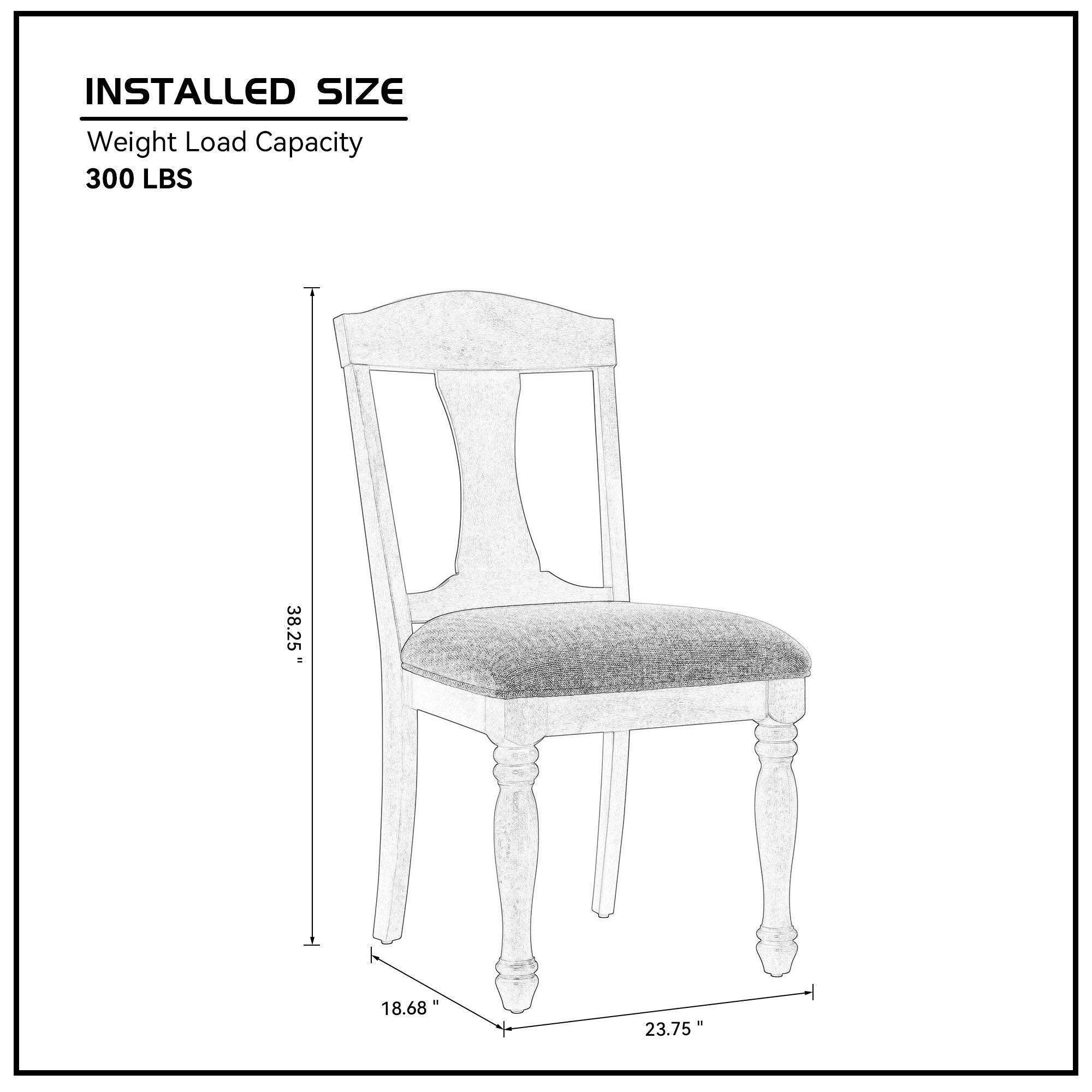 Mid Century Wooden Frame Upholstered Dining Chairs Set of 2