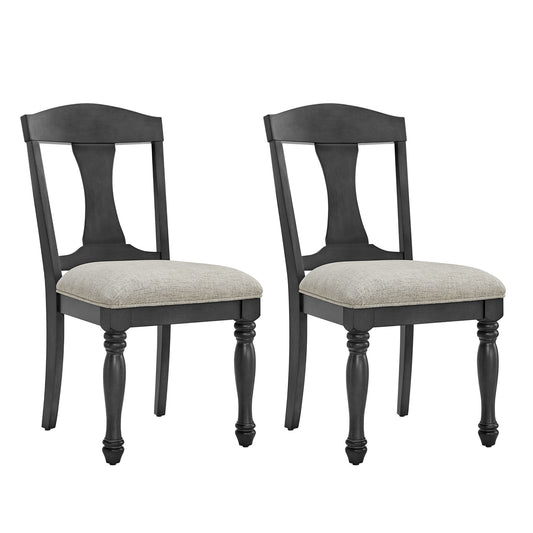 Mid Century Wooden Frame Upholstered Dining Chairs Set of 2